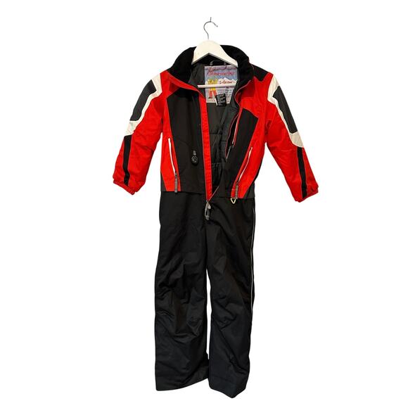 Obermeyer Size 7 KIDS I-Grow Hooded Red and Black Snow Suit Skiing Winter Sports - Picture 1 of 15
